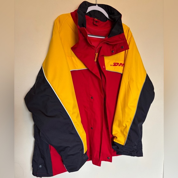Vtg DHL Full Zip Delivery Windbreaker Men’s Jacket 2XL/3XL Reflective Waterproof